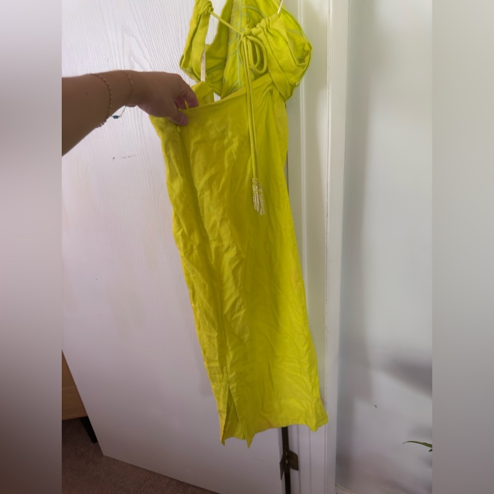FARM Rio Lime Green Strapless Midi Dress - Picture 7 of 8